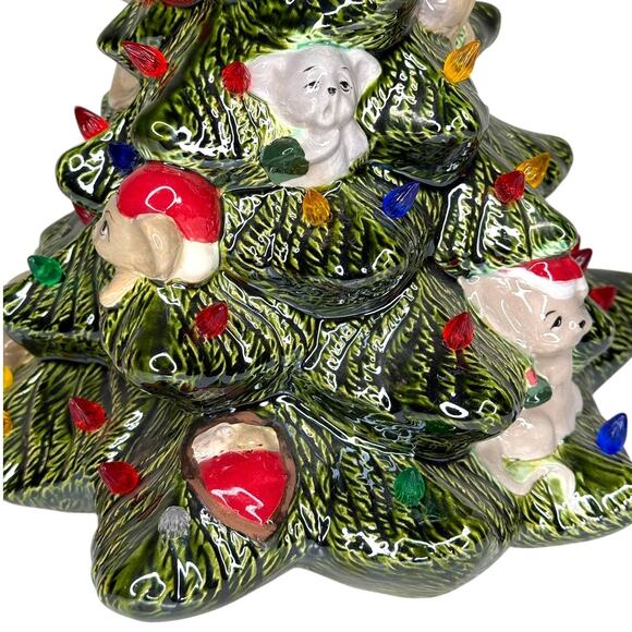 Vintage 1987 Kimple Mold 14" Christmas Mouse Ceramic Tree - NO Base with Light - Picture 7 of 17